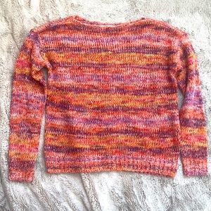 Multicolor yarn sweater, boat neck